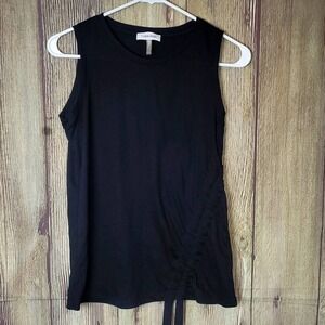 Calvin Klein Sleeveless Ruched Tank Top Sz XS Black
